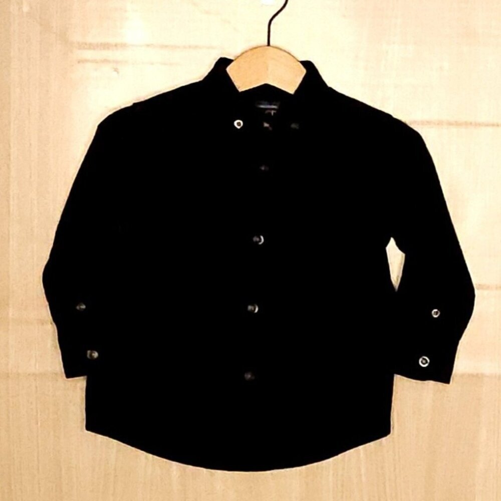 The Children's Place Infant Boys New Black Button Down Shirt 9-12 Months